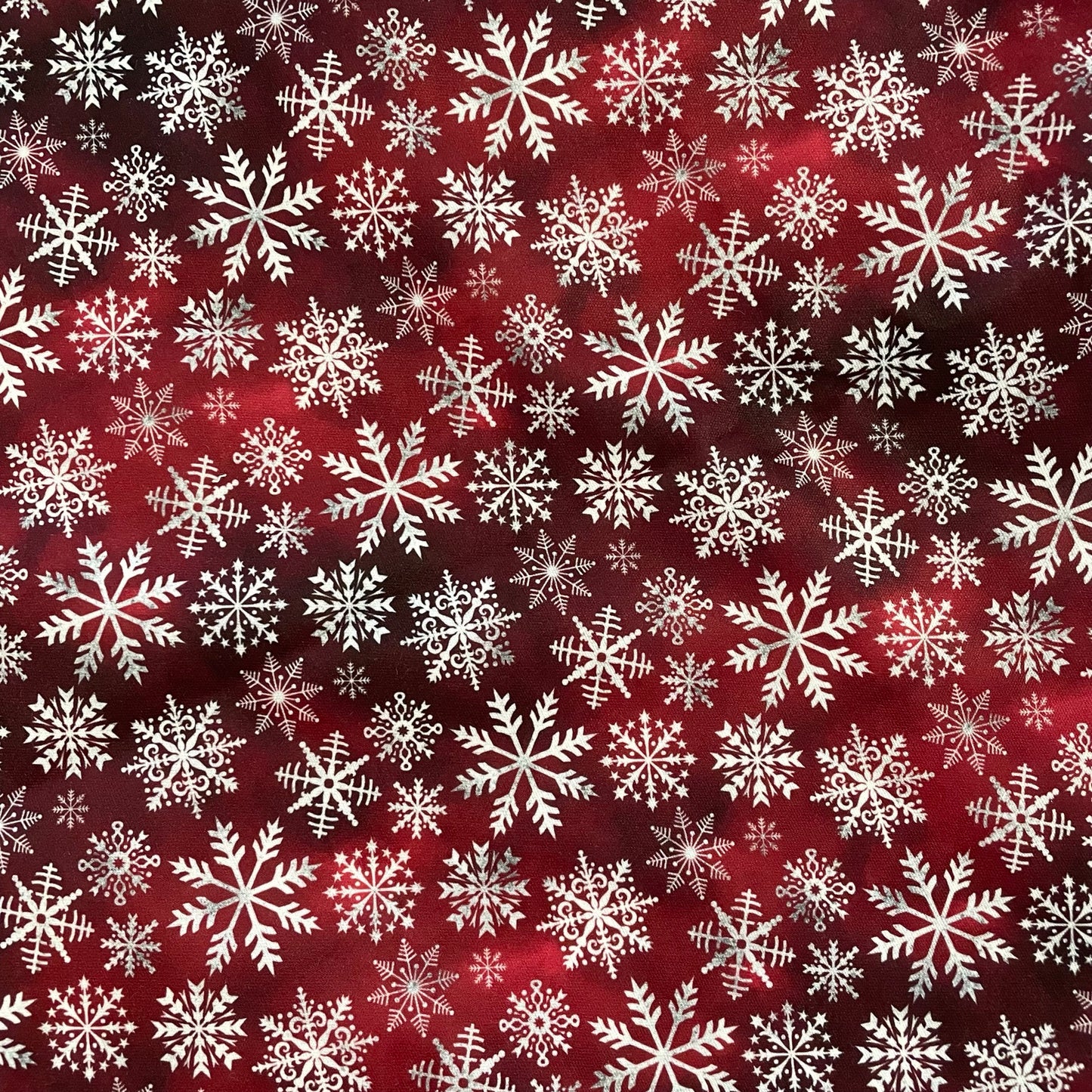 Grey Snow Flakes on Red