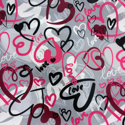 Graffiti Hearts on Grey